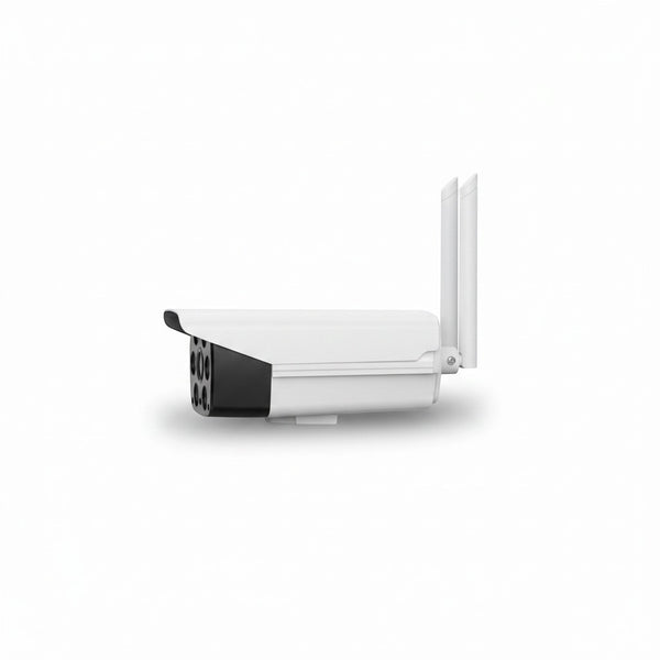XY Wi-Fi Cam OD30 Bullet Security Camera Unit side view showcasing sleek design and antenna for Wi-Fi connectivity.