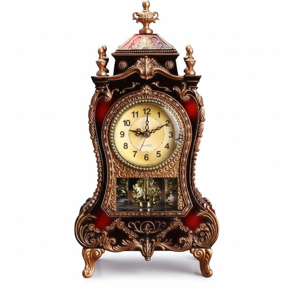 Vintage Style Plastic Table Clock with ornate design and traditional features, perfect for home decor.