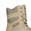 Mens Tactical Side Zip Work Boots close-up showing high-cut design and lacing system for adjustable fit.