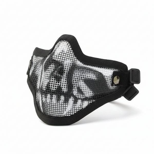 Skull Print Face Mask featuring a striking skull graphic design for a bold and stylish accessory.