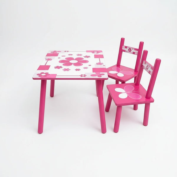 Kids Wooden Table and 2 Chairs Activity Set
