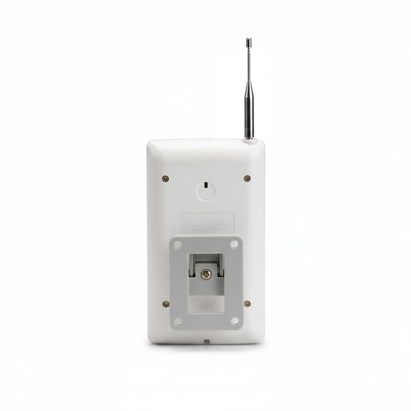 Back view of 433MHz Wireless PIR Motion Detector Unit with antenna and mounting plate.