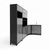 Two-Tone Steel L-Shaped Kitchen Storage Unit with integrated sink and multi-tier storage shelves.