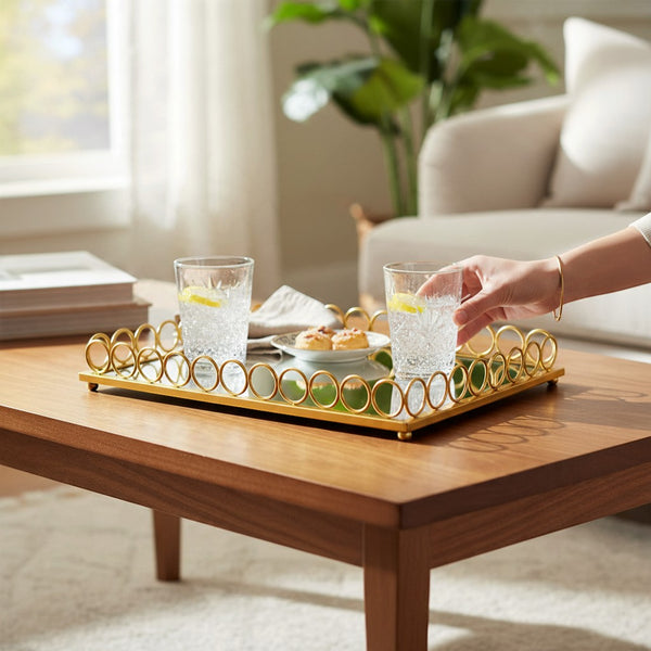 Gold Mirror Tray Large Size