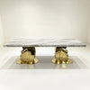 Grey Marble Dining Table with Gold Fan Base
