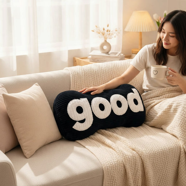 Lettered Corduroy Plush Throw Pillow