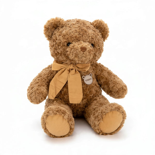 65cm Plush Teddy Bear with a brown fluffy body and bow, perfect for gifting and cuddling.