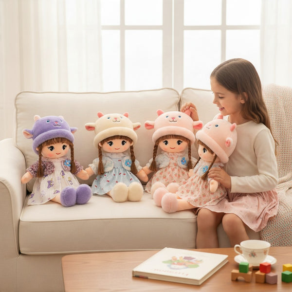 Plush Rag Doll with Animal Hat