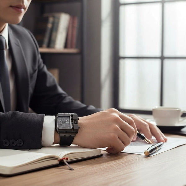 Dual-Movement Square Oversized Sports Watch