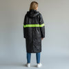 Long Hooded Raincoat with Reflective Stripe