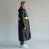 Long Hooded Raincoat with Reflective Stripe