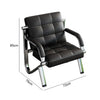 Steel Chrome Reception Sofa Suite details, black chair with chrome frame, dimensions 85cm height, 75cm width, 72cm depth.