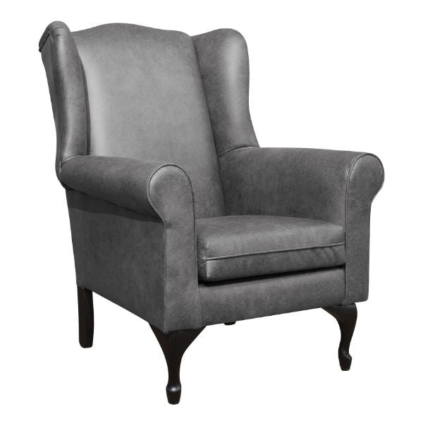 Serena Grey Fabric Wingback Chair