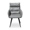 Elara Modern Armchair in sleek gray design, featuring padded seat and stylish legs, perfect for contemporary interiors.