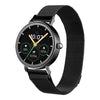 Valencia Series Ladies Smart Watch Black showcasing a sleek design with a colorful touchscreen and stylish mesh strap.