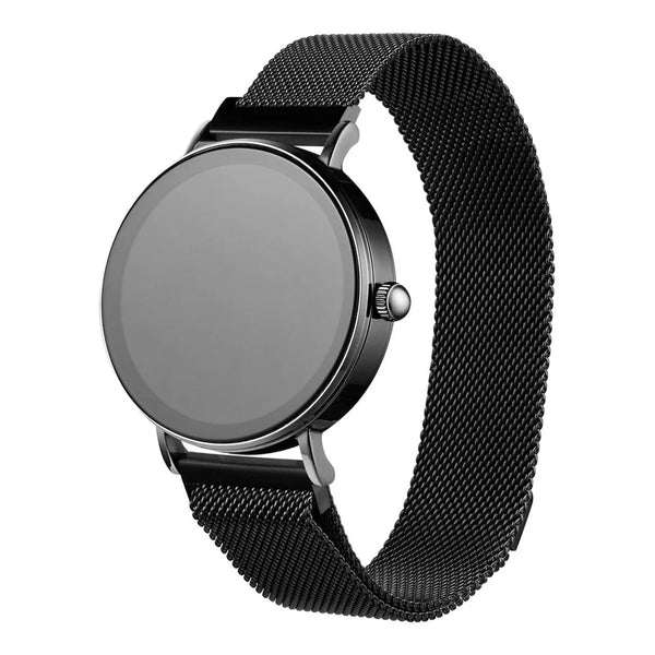 Valencia Series Ladies Smart Watch Black with a sleek black mesh strap and minimalist design.