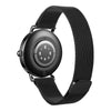 Valencia Series Ladies Smart Watch Black with a sleek design and black mesh strap, showcasing its smart features.