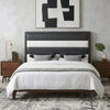 Black Upholstered Panel Headboard for Bedroom