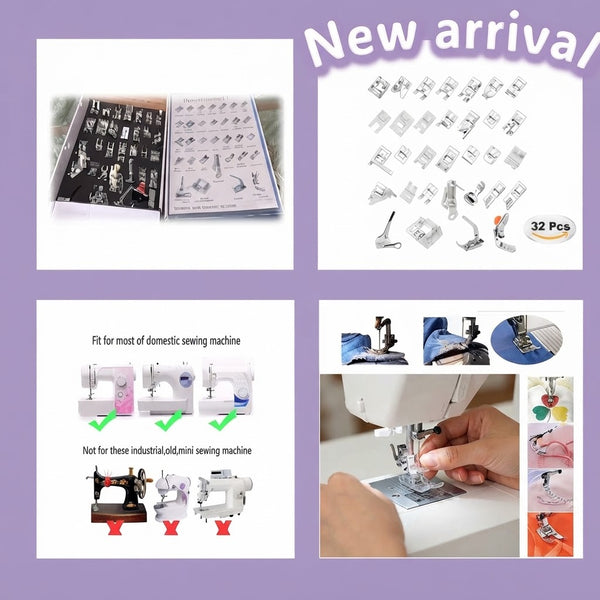 Multi-Functional Sewing Machine Presser Feet Kit with 32 pieces for versatile sewing tasks