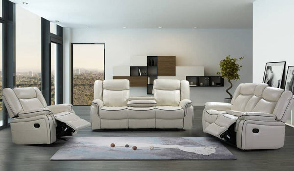 Modern Power Recliner Sofa in a modern living room setting with large windows and elegant decor.