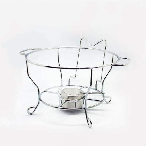 4L Round Chafing Dish with Glass Lid holder, chrome wire stand for buffet serving and food warming.