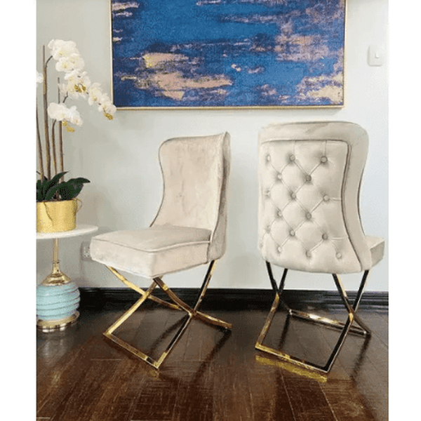 Perfect Dealz Velvet Blossom Button Back Dining Chair