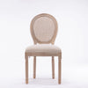 Vintage French Dining Chair with Rattan Back featuring a classic oval rattan backrest and wooden legs.