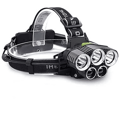 USB Rechargeable Waterproof LED Headlamp with multiple LED lights for hands-free lighting in any condition.