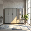 6-Door Wardrobe with Mirrored Doors and Storage Drawers