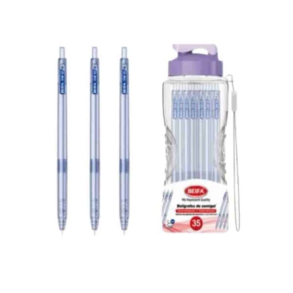 35 pcs Semi Gel Ink Pen 0.7mm Blue in a clear packaging with multiple pens visible.
