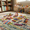 Colorful 84-Piece Magnetic Bar Building Blocks Set for Kids scattered on a cozy rug with bookshelves and toys in the background.