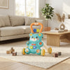 2-in-1 Baby Walker with Bear Design featuring a cheerful bear face and colorful buttons in a cozy living room setting.