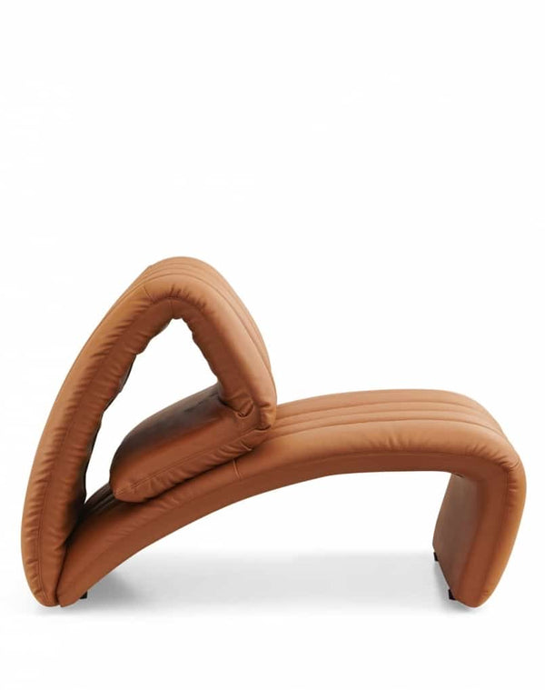 Modern Convertible Sculpture-Style Sofa Chair in unique sculptural design and warm brown color.