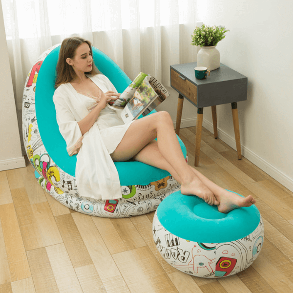 Inflatable Foldable Lounge Chair with Foot Rest image 1