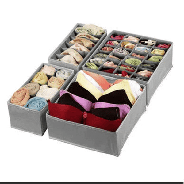 Perfect Dealz 4-Piece Multi-Compartment Foldable Drawer Organizers