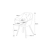 Line drawing of the Senna Velvet Padded Dining Chair with dimensions labeled.