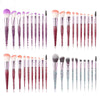 10pcs Clear Crystal Quicksand Makeup Brush Set featuring colorful crystal handles and soft brush fibers for flawless application.