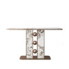 Luxury Faux Marble and Gold Circular Base Console Table showcasing a sleek design and elegant aesthetic.
