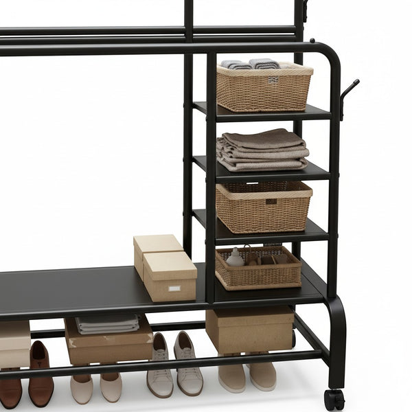 120cm 3-Tier Double-Rail Drying Rack With Wheels