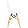 Kids Modern Plastic Chair with Wooden Legs showing a side view of the chair's sleek design and sturdy construction.