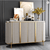 Modern Luxury Sideboard Table featuring a marble-effect top, fluted doors, and gold accents in an elegant setting.