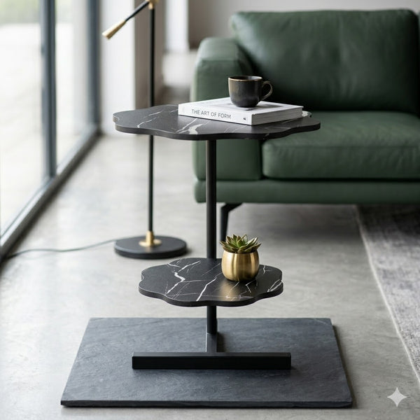 Modern Marble 2 Tier Flower Side Table