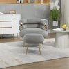 Perfect Dealz Velvet Accent Armchair with Footstool
