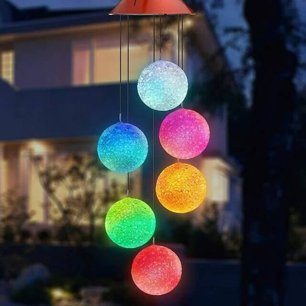 Perfect Dealz Crystal Swinging Balls Solar Color Changing Lights Wind Chimes