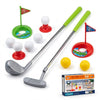 Little Swing Kids Golf Set with golf clubs, balls, and putting targets for fun children's golf practice.