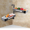 180 Rotating Finishing Frame 2-Tier for Kitchen and Bathroom displaying colorful fruits and vegetables.