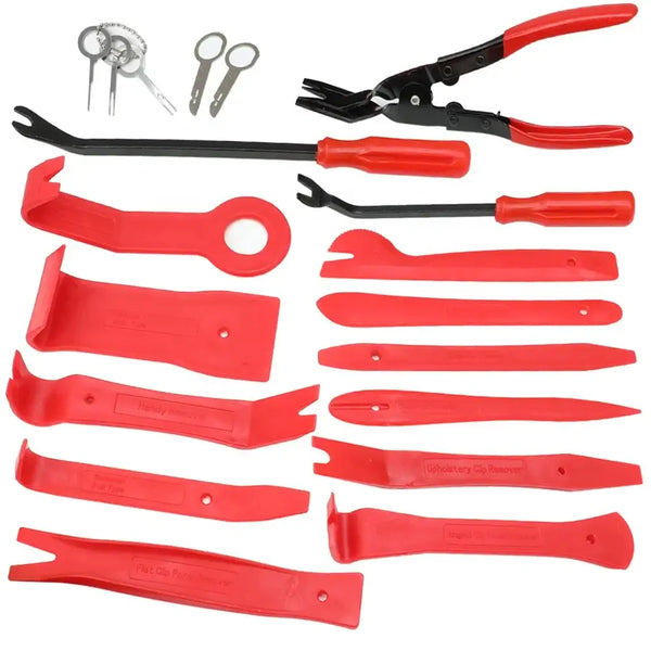 19-Piece Car Trim & Panel Removal Tool Kit including various tools for safely removing car panels and trims.
