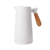 1L Nordic Large Capacity Coffee Pot in white with a wooden handle, perfect for serving coffee or tea.