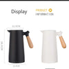 Display of 1L Nordic Large Capacity Coffee Pot in black and white with wooden handle