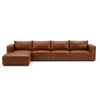 Genuine Leather U-Shaped Sectional Couch in brown, featuring modern design and ample seating for comfort and style.